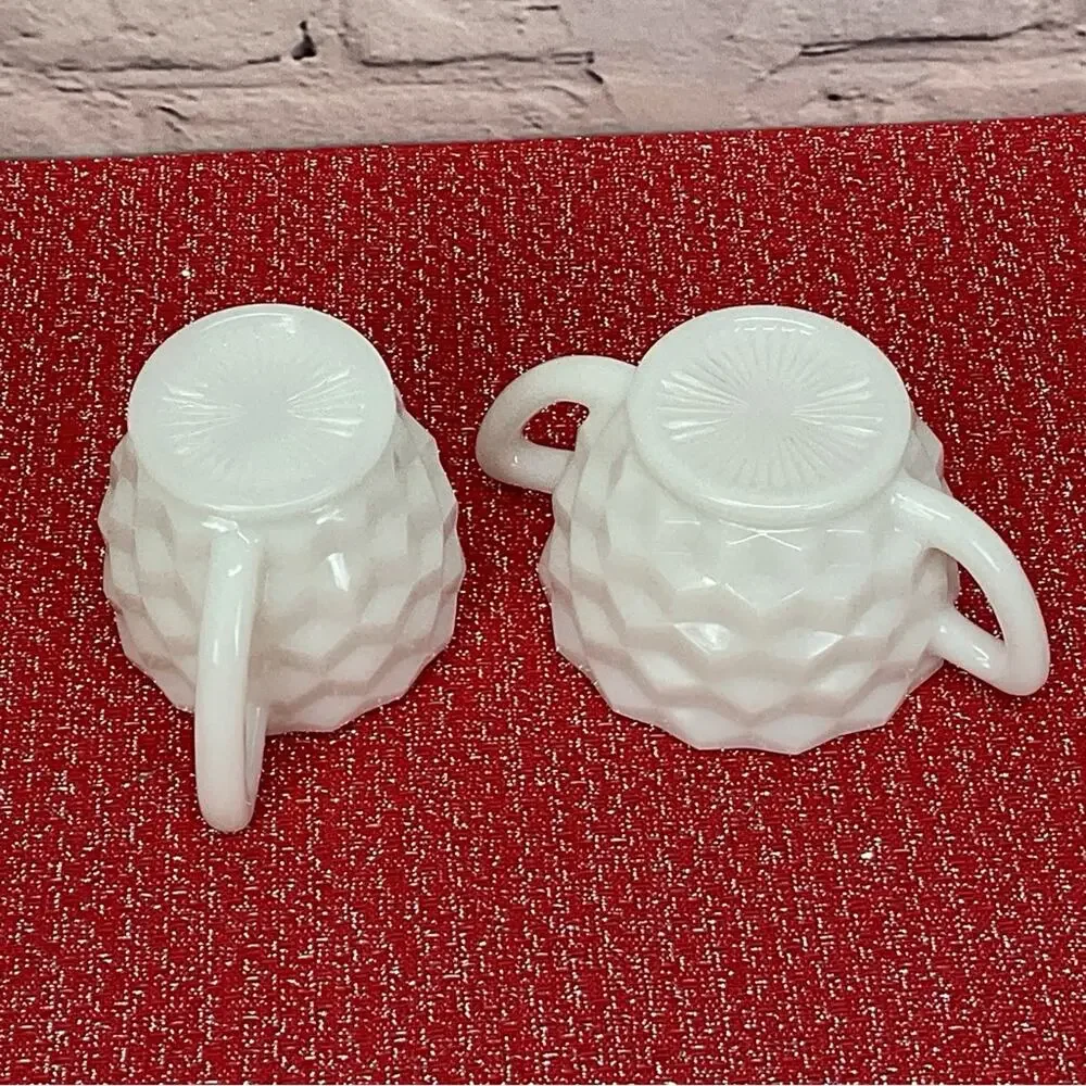 Vintage Opaque by Hazel-Atlas Cubist Sugar/Creamer Milk Glass White Collectible
